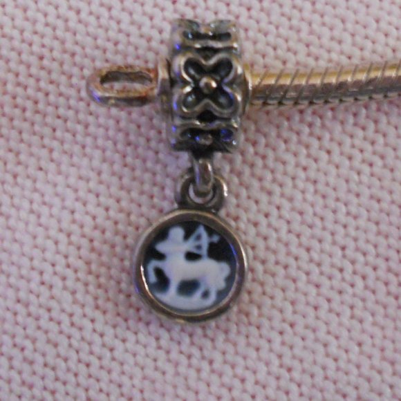 925 Rare Pandora Sagittarius Cameo Dangle Floral Charm #790500 EUC - Picture 1 of 3